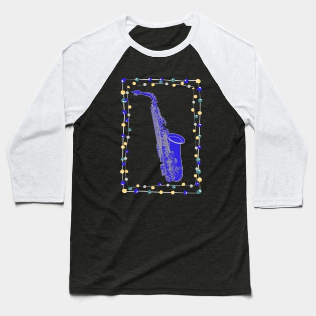 Christmas Saxophone Baseball T-Shirt by AngelFlame